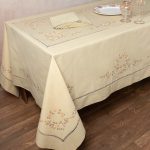 Χειροποίητο Τραπεζομάντηλο 7421 (170cm x 210cm) Λαδί SilkFashion