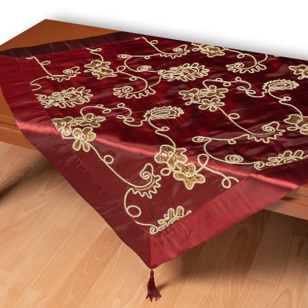 Σατέν τραπεζοκαρέ 7710 (135cm x 135cm) μπορντώ SilkFashion