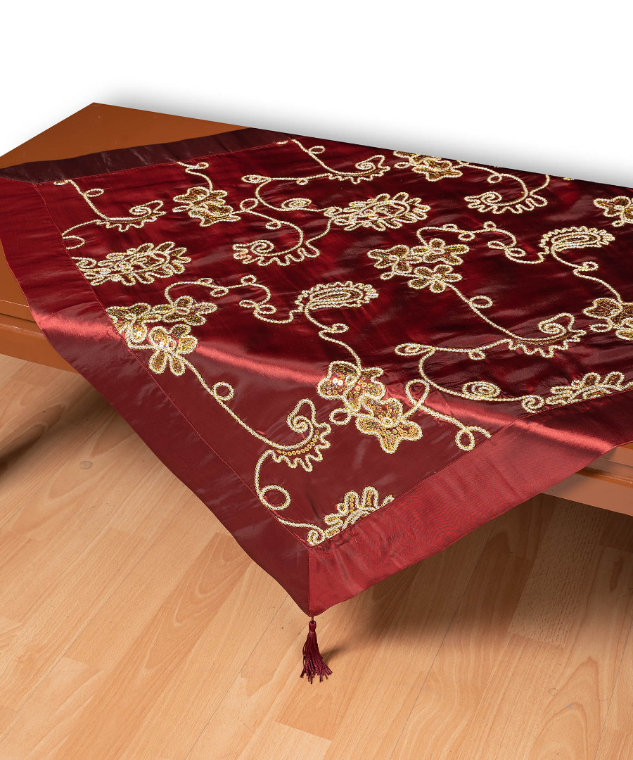 7710bornto1 Σατέν τραπεζοκαρέ 7710 (135cm x 135cm) μπορντώ SilkFashion - Image 1