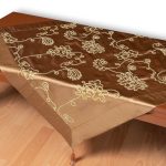 Σατέν τραπεζοκαρέ 7710 (135cm x 135cm) λαδί SilkFashion