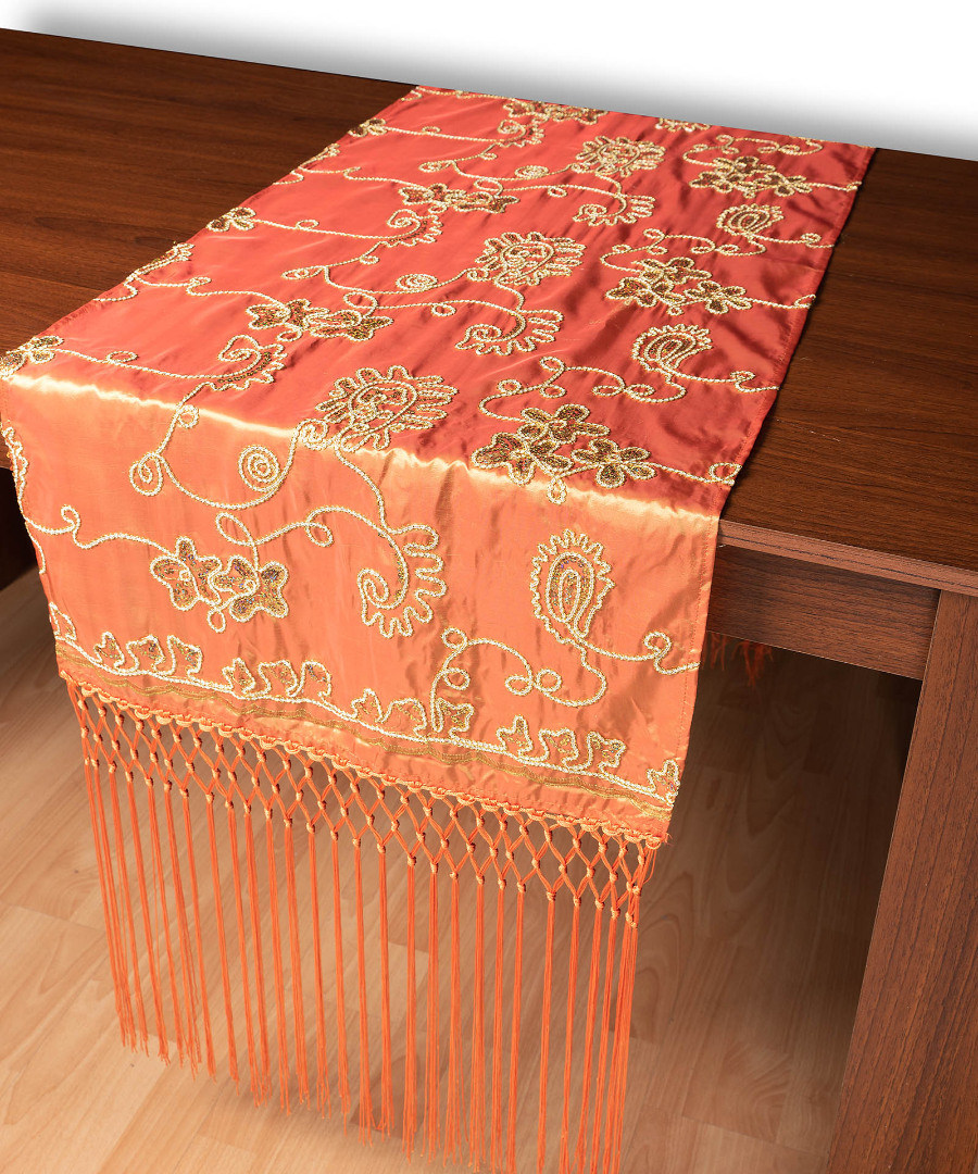 7710portokali Σατέν τραβέρσα 7710 (50cm x 210cm) πορτοκαλί SilkFashion - Image 1