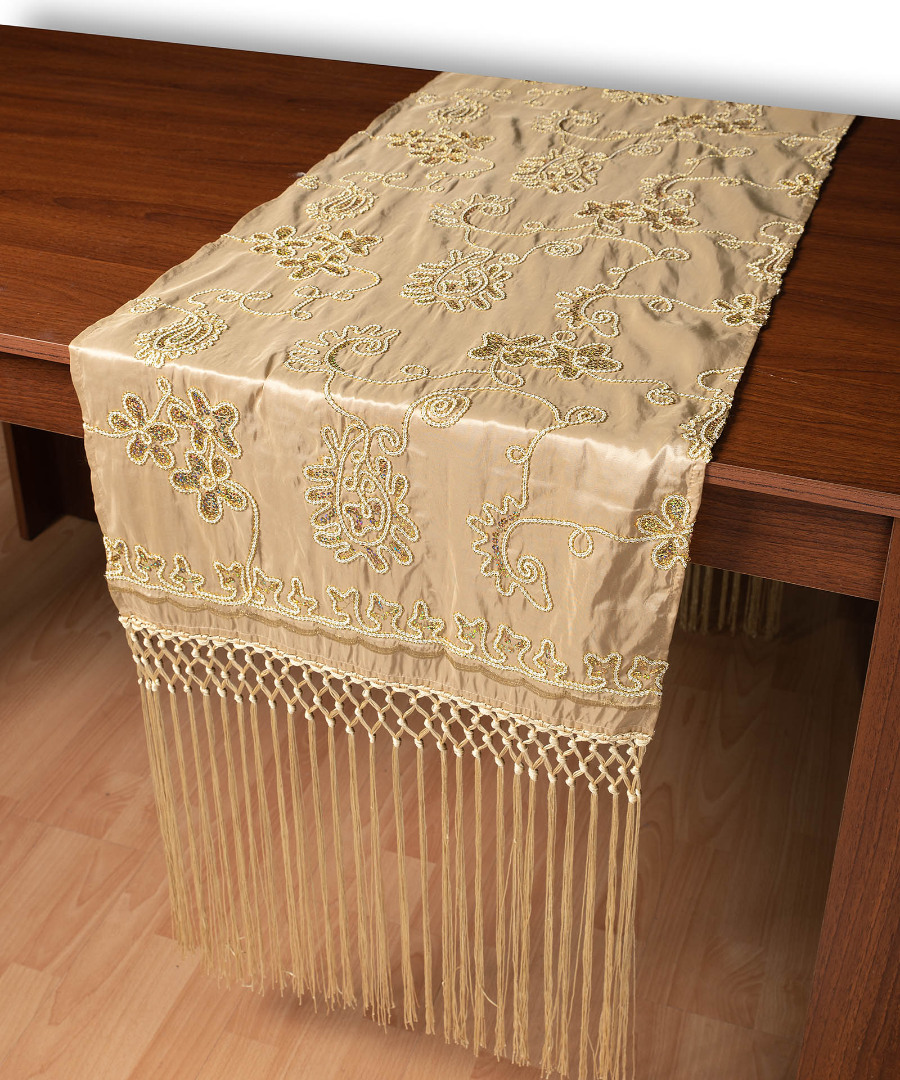 7710xryso Σατέν τραβέρσα 7710 (50cm x 210cm) χρυσό SilkFashion - Image 1