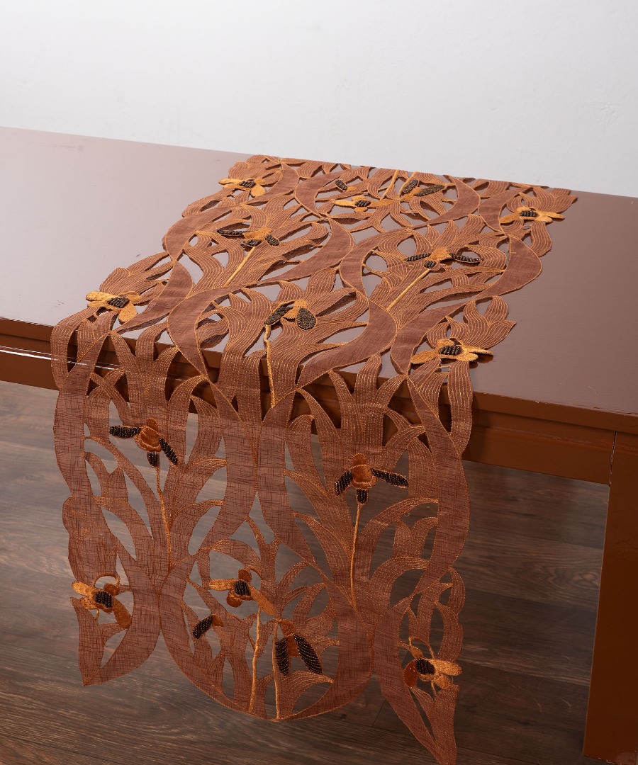 7824kafe Τραβέρσα (45cm x 170cm) 7824 Καφέ SilkFashion - Image 1