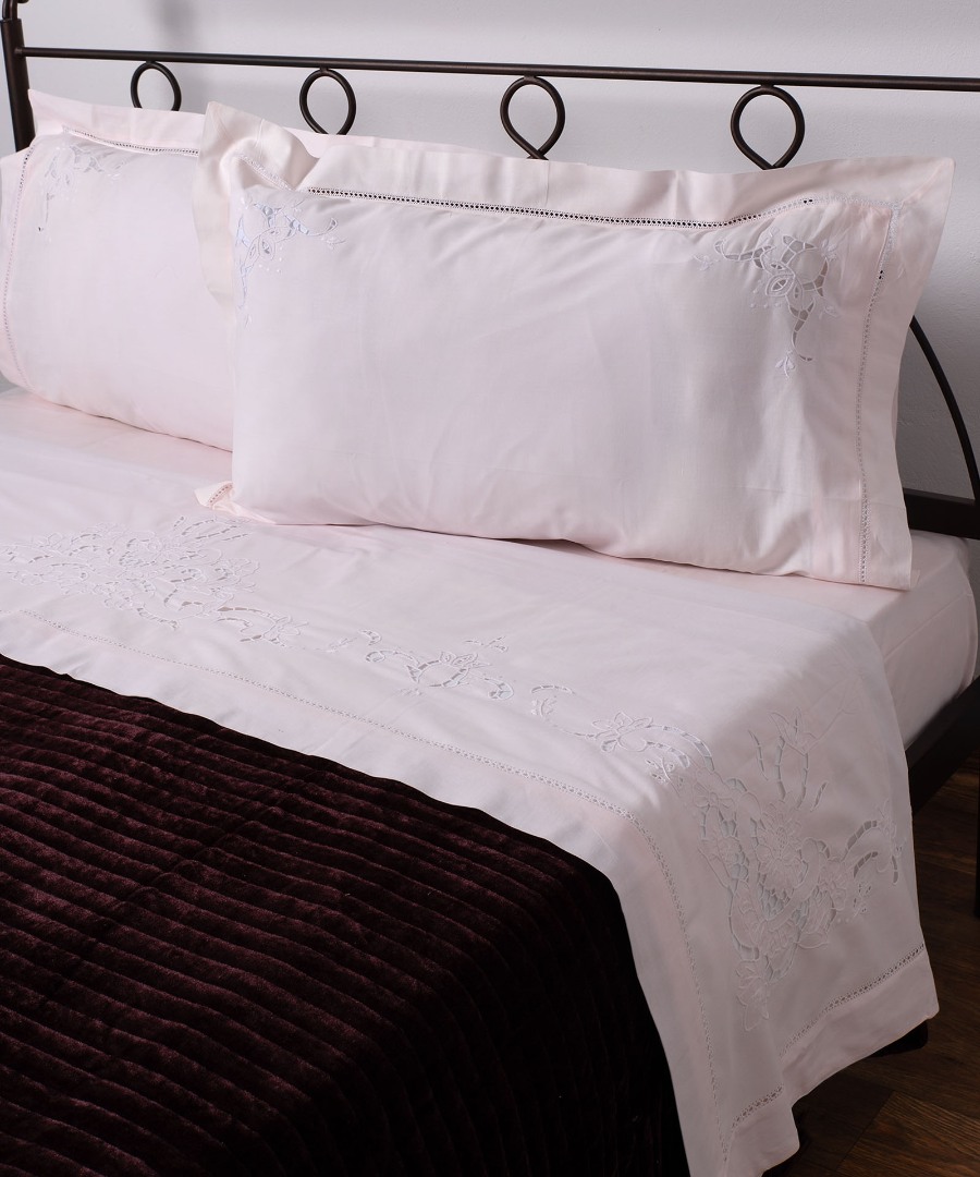 800roz ΧΕΙΡΟΠΟΙΗΤΟ ΚΟΦΤΟ ΣΕΝΤΟΝΙ 800 ΤΕΣΣΑΡΩΝ ΤΕΜΑΧΙΩΝ (225CM X 270CM) ΡΟΖ SilkFashion - Image 1