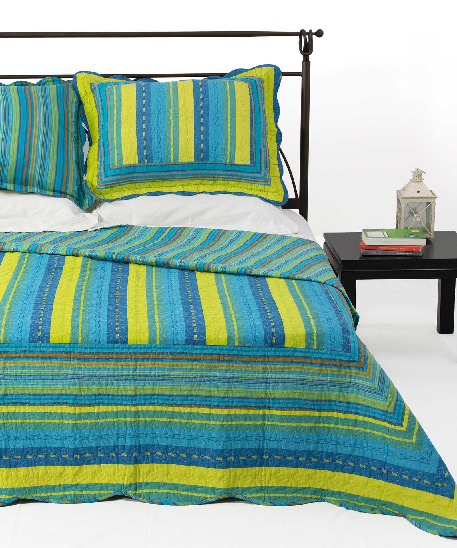 8013bleb ΚΟΥΒΕΡΛΙ σετ (220cm x 240cm + 2 x 50cm x 70cm) 8013 μπλέ SilkFashion - Image 1