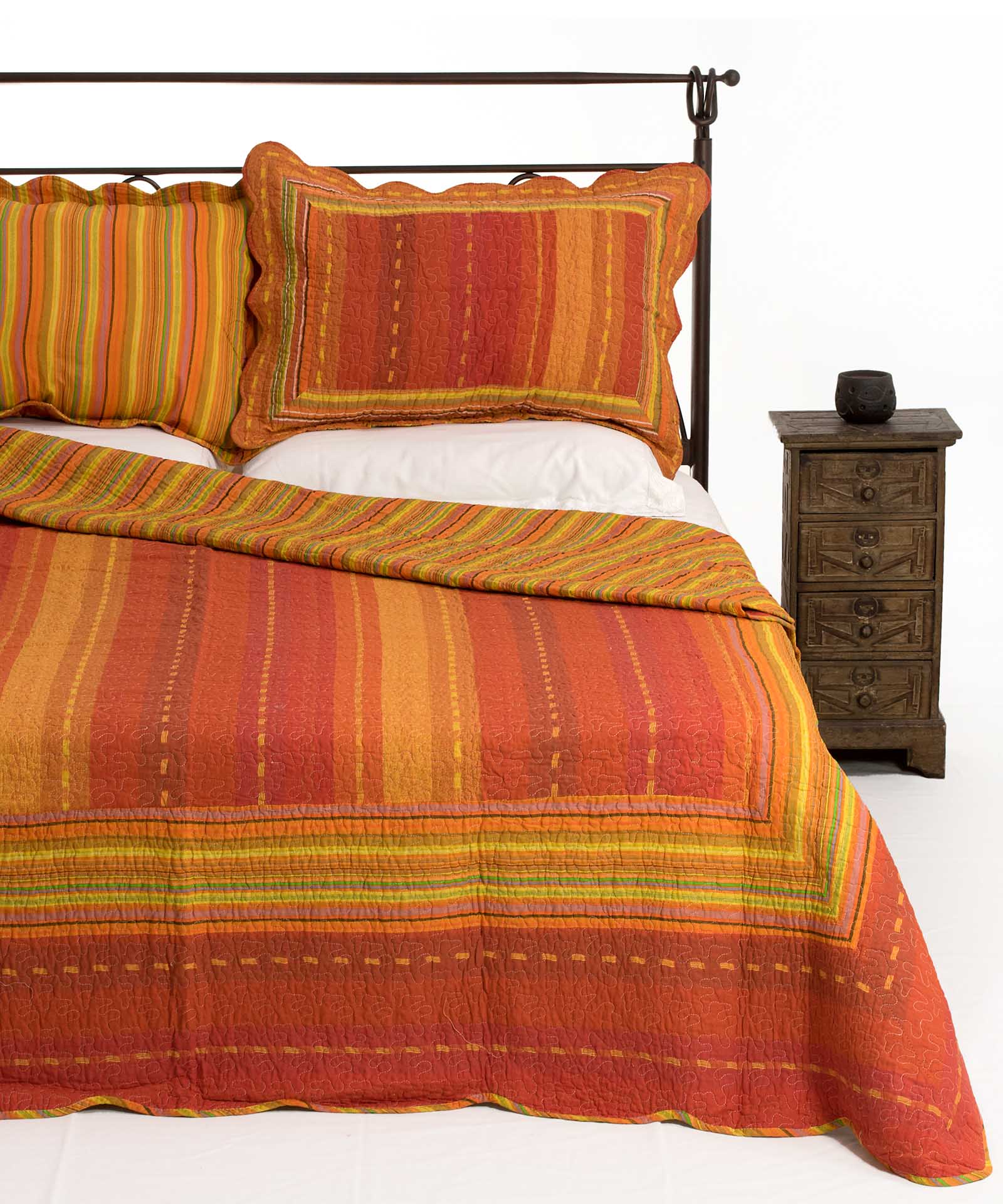 8013portokalia ΚΟΥΒΕΡΛΙ σετ (160cm x 220cm + 1 x 50cm x 70cm) 8013 πορτοκαλί SilkFashion - Image 1