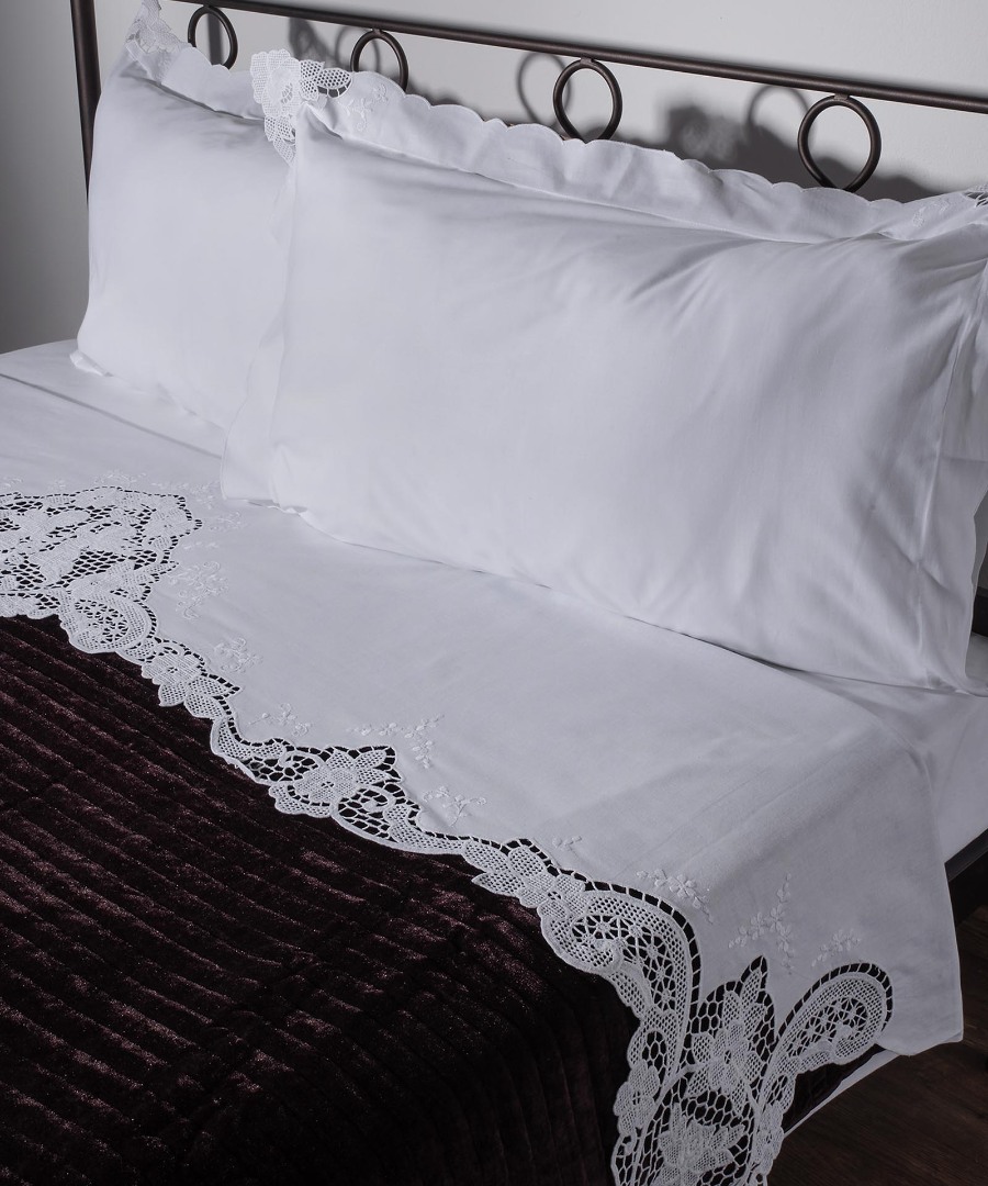 8376 ΧΕΙΡΟΠΟΙΗΤΟ ΚΗΠΟΥΡ ΣΕΝΤΟΝΙ 8376 ΤΕΣΣΑΡΩΝ ΤΕΜΑΧΙΩΝ (225CM X 270CM) ΛΕΥΚΟ SilkFashion - Image 1