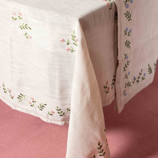 τραπεζομάντηλα (140cm x 180cm) 866 άμμου/σιέλ SilkFashion