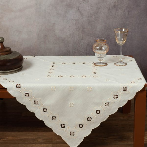 Χειροποίητο καρέ 882 (90cm x 90cm) μπέζ SilkFashion