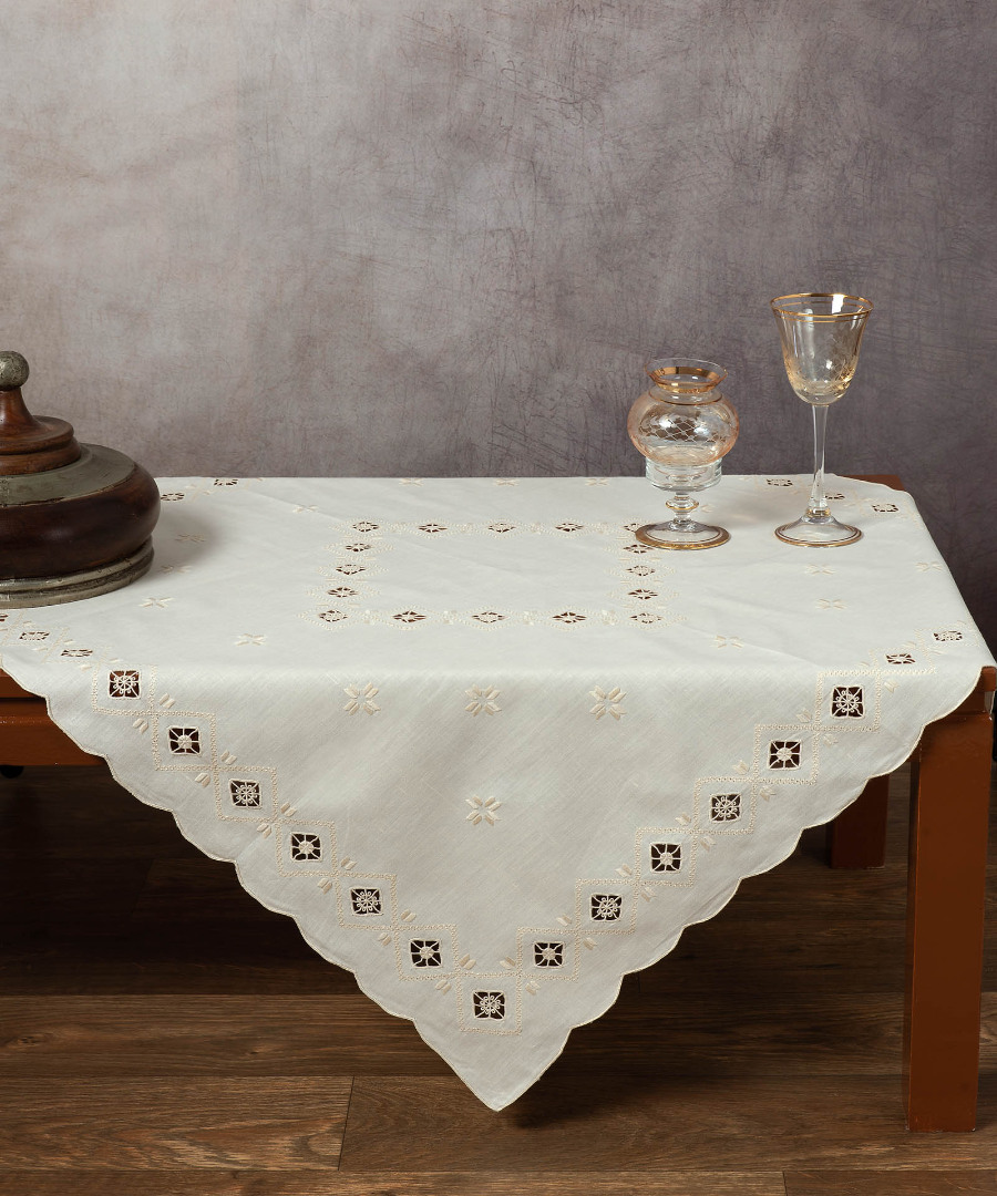 882mpez Χειροποίητο καρέ 882 (90cm x 90cm) μπέζ SilkFashion - Image 1