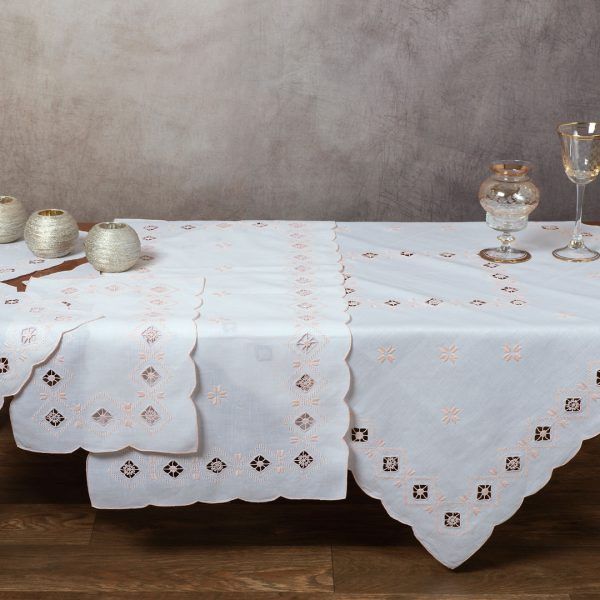 Χειροποίητο σετ 6 τεμαχίων 882 (40cm x 90cm/35cm x 76cm/30cm x 45cm x 2/35cm x 35cm x 2) ρόζ SilkFashion