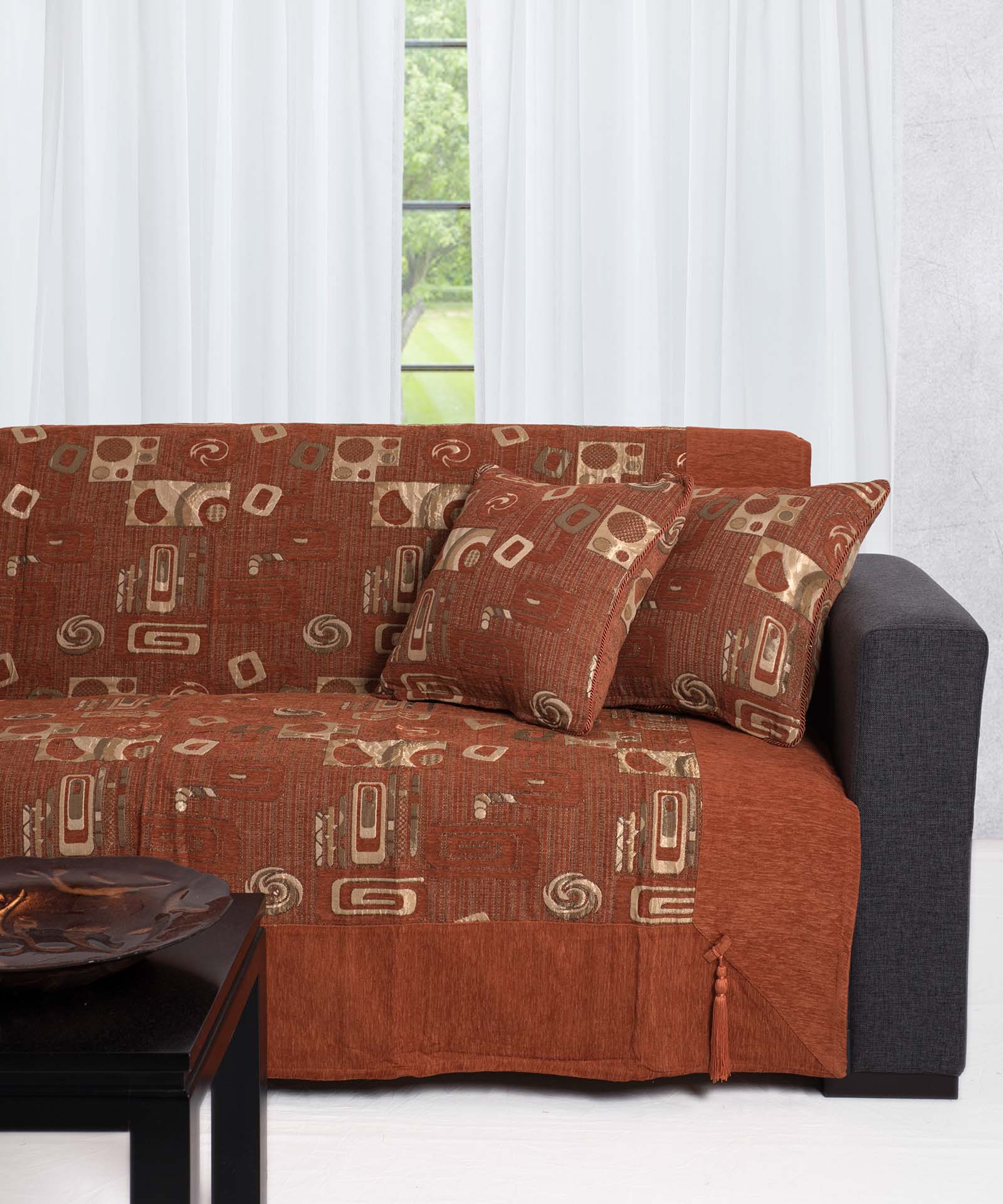 912keramidi ΡΙΧΤΑΡΙΑ 912 (180cm x 180cm / 180cm x 250cm / 180cm x 300cm) κεραμιδί SilkFashion - Image 1