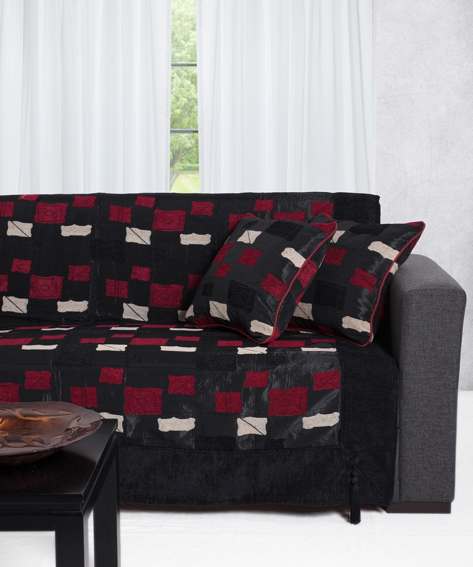 913mavro ΡΙΧΤΑΡΙΑ 913 (180cm x 180cm / 180cm x 250cm / 180cm x 300cm) μαύρο SilkFashion - Image 1