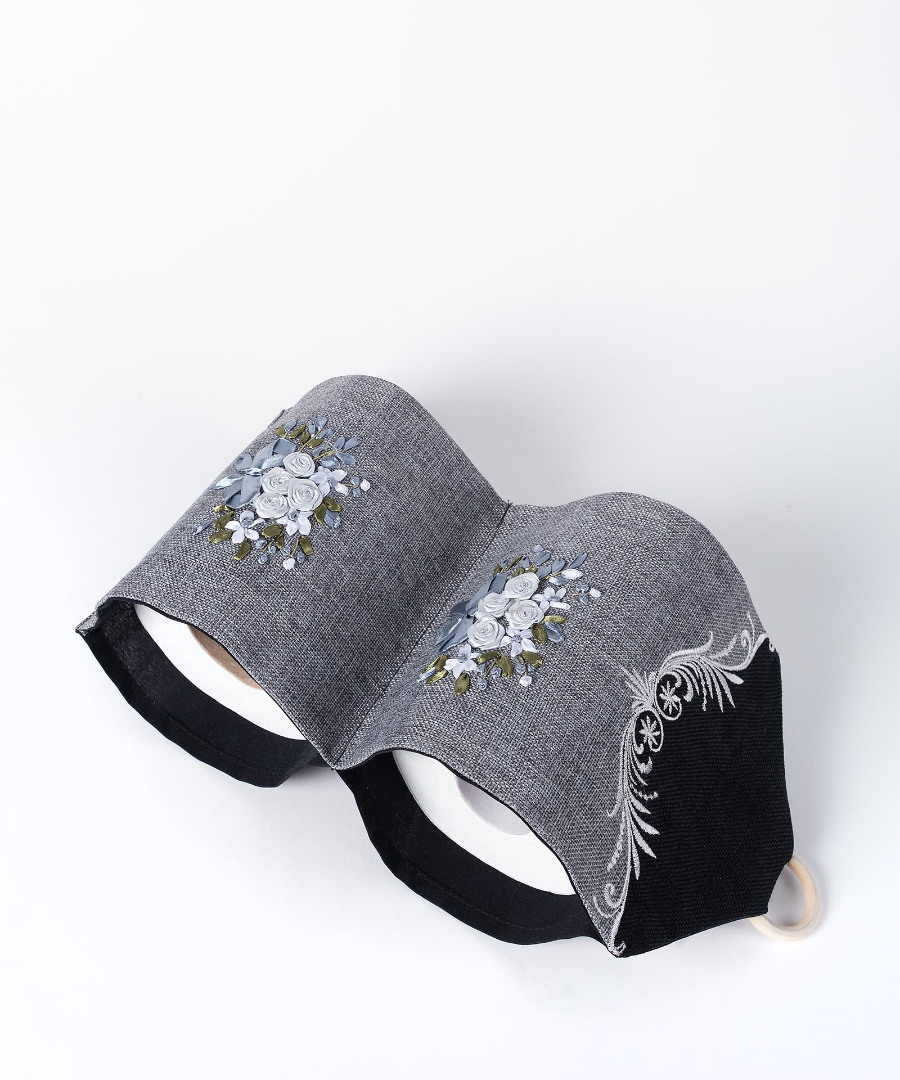 970mavroc Θήκη για το χαρτί υγείας (18cm x 45cm) μαύρο SilkFashion - Image 1