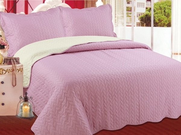 ΚΟΥΒΕΡΛΙ σετ (220cm x 240cm + 2 x 50cm x 70cm) φύλλο amethyst SilkFashion