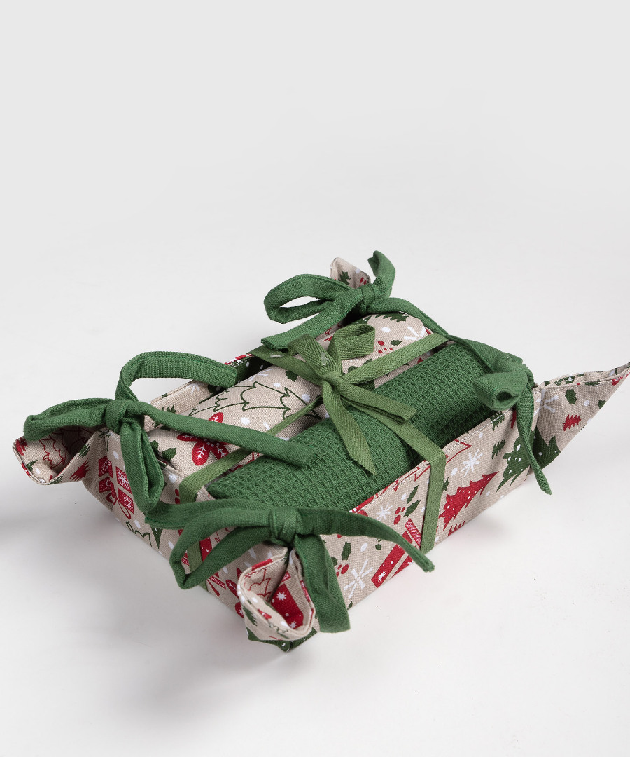 BS85116-1 Χριστουγεννιάτικο σετ 2 τεμαχίων σε ψωμιέρα (40cm x 65cm) BS85116 SilkFashion - Image 1