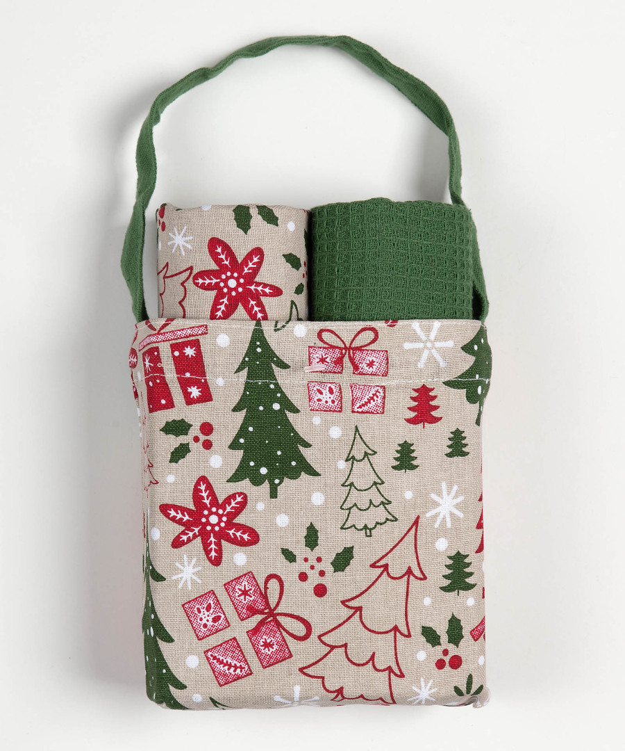 BS85116 Χριστουγεννιάτικο σετ 2 τεμαχίων σε τσαντάκι (40cm x 65cm) BS85116 SilkFashion - Image 1