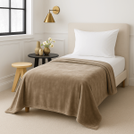 Κουβέρτα βελουτέ Μονή 160x220 Beige Astron Italy