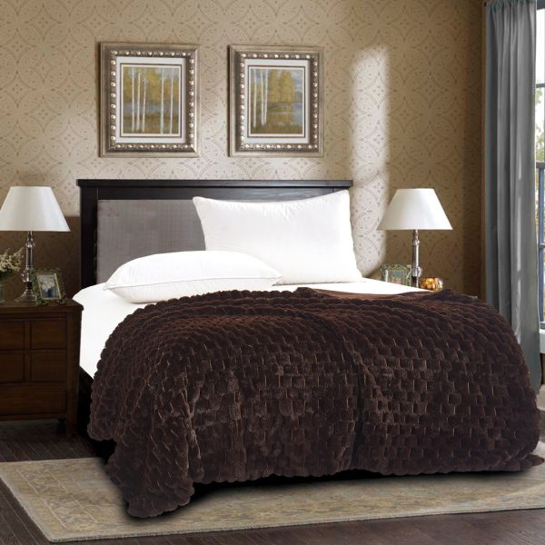 Διακοσμητική γούνινη κουβέρτα mink (220cm x 240cm) καφέ SilkFashion