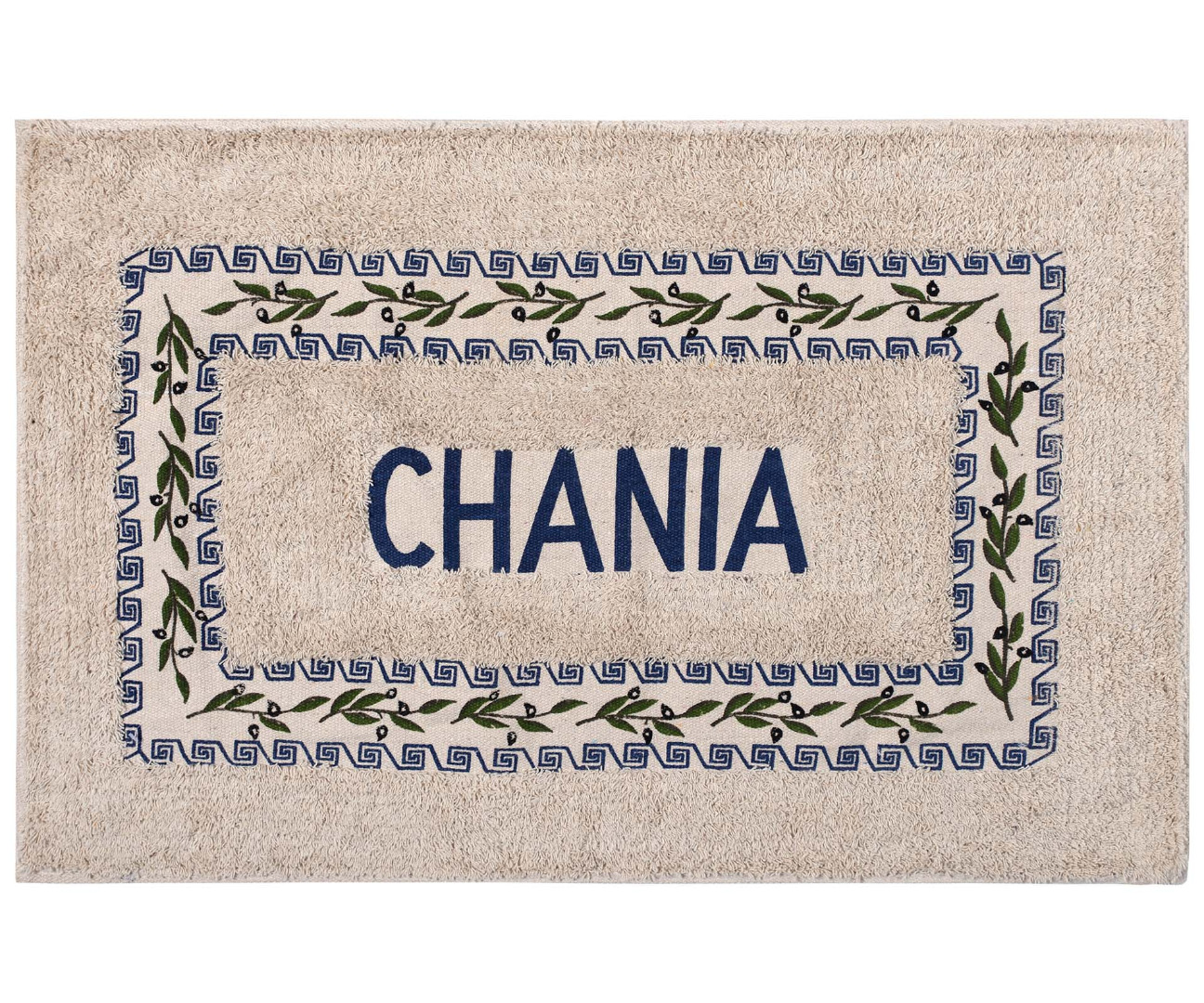 CHANIA-BLUE Πατάκι ελιά Χανιά (50cm x 80cm) μπλέ SilkFashion - Image 1
