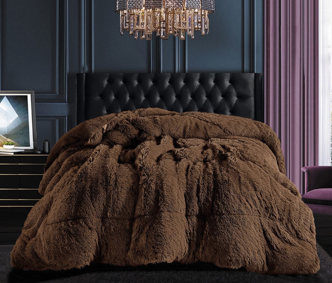 Coffee-1-1 Κουβερτοπάπλωμα μαλλιαρό (170cm x 220cm) coffee SilkFashion - Image 1