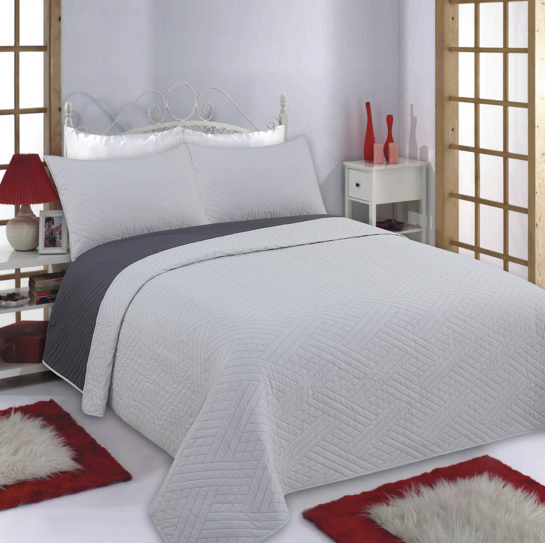 DIAMOND-GREY-ANTHRACITE-1 ΚΟΥΒΕΡΛΙ σετ (220cm x 240cm + 2 x 50cm x 70cm) DIAMOND grey/anthracite SilkFashion - Image 1