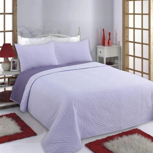 ΚΟΥΒΕΡΛΙ σετ (220cm x 240cm + 2 x 50cm x 70cm) DIAMOND lila/purple SilkFashion