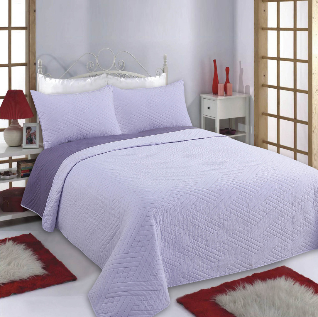 DIAMOND-LILA-PURPLE-1 ΚΟΥΒΕΡΛΙ σετ (220cm x 240cm + 2 x 50cm x 70cm) DIAMOND lila/purple SilkFashion - Image 1