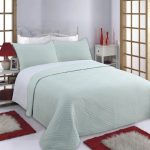 ΚΟΥΒΕΡΛΙ σετ (220cm x 240cm + 2 x 50cm x 70cm) DIAMOND mint/grey SilkFashion