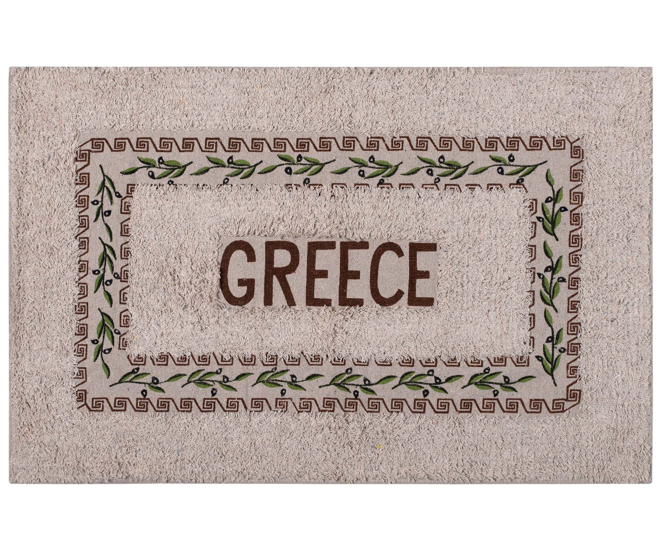 GREECE-BROWN Πατάκι ελιά Greece (50cm x 80cm) καφέ SilkFashion - Image 1