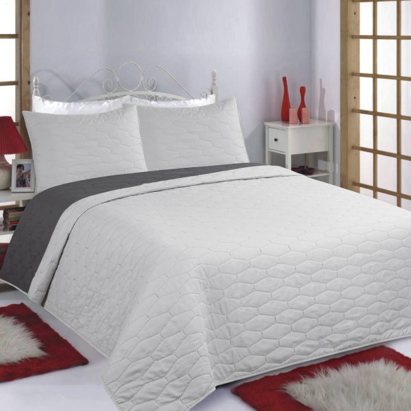 ΚΟΥΒΕΡΛΙ σετ (240cm x 260cm + 2 x 50cm x 70cm) RUBY grey/anthracite SilkFashion