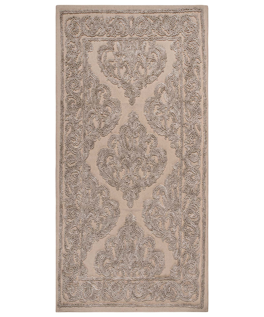 HK110BEIGE Πατάκι αντιολισθητικό ΗΚ110 (70cm x 130cm) beige SilkFashion - Image 1