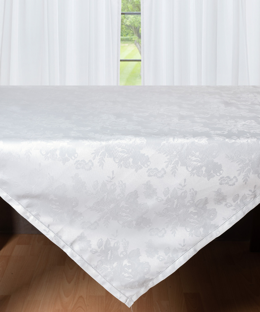 HLS010 Ζακάρ τραπεζοκαρέ HLS010 (140cm x 140cm) λευκό SilkFashion - Image 1