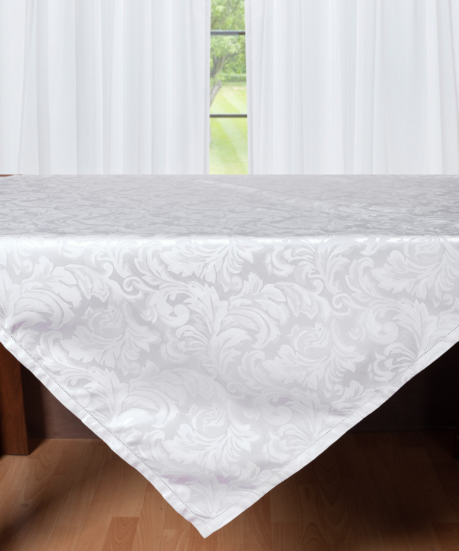 HLS017 Ζακάρ τραπεζοκαρέ HLS017 (140cm x 140cm) λευκό SilkFashion - Image 1