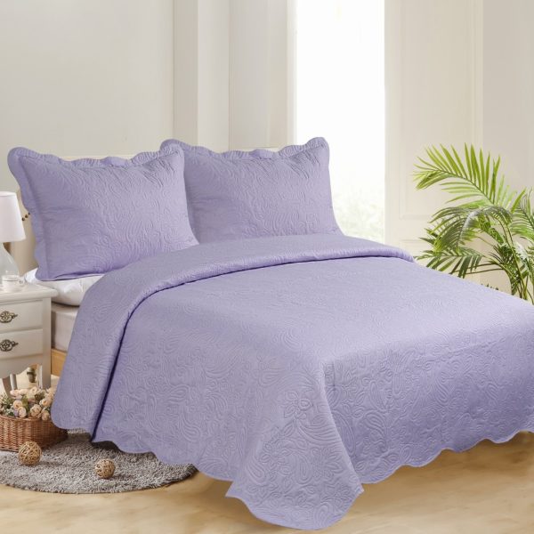 ΥΠΕΡΔΙΠΛΟ ΚΟΥΒΕΡΛΙ (220cm x 240cm + 2 x 50cm x 70cm )SOLID LIGHT LILA/ DARK LILA SilkFashion