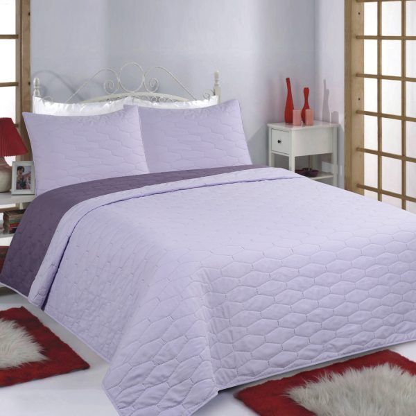 ΚΟΥΒΕΡΛΙ σετ (170cm x 220cm + 1 x 50cm x 70cm) RUBY lila/purple SilkFashion