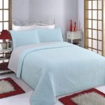 ΚΟΥΒΕΡΛΙ σετ (220cm x 240cm + 2 x 50cm x 70cm) LINES skyblue/grey SilkFashion