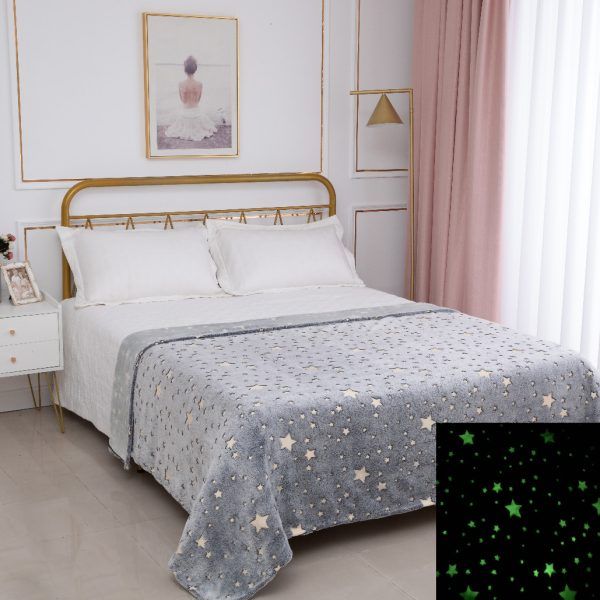 Παιδική φωσφοριζέ κουβέρτα star (170cm x 220cm) γκρί SilkFashion