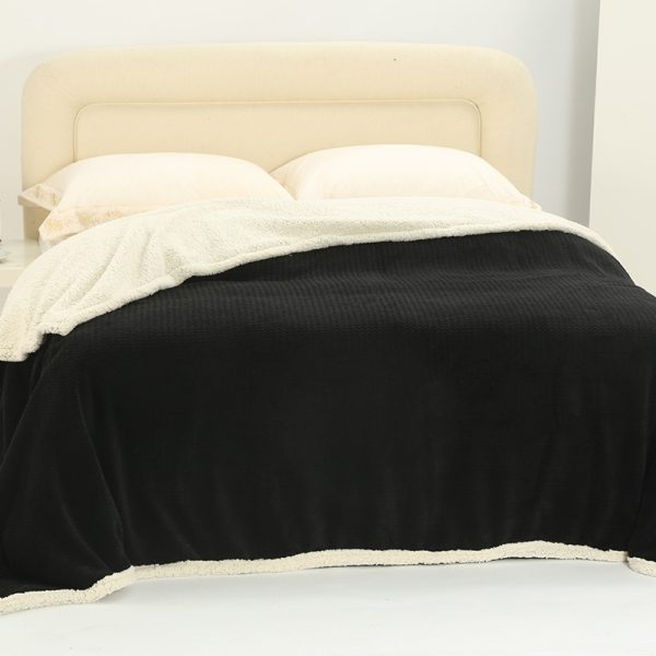 κουβέρτα fleece με sherpa (220cm x 240cm) pineapple μαύρο SilkFashion