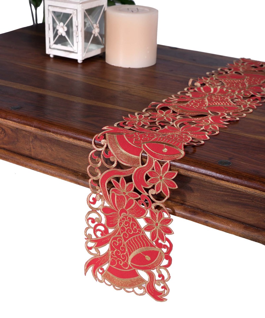 RXH500056kokkino χριστουγεννιάτικη τραβέρσα (20cm x 150cm) rxh500056 κόκκινο SilkFashion - Image 1