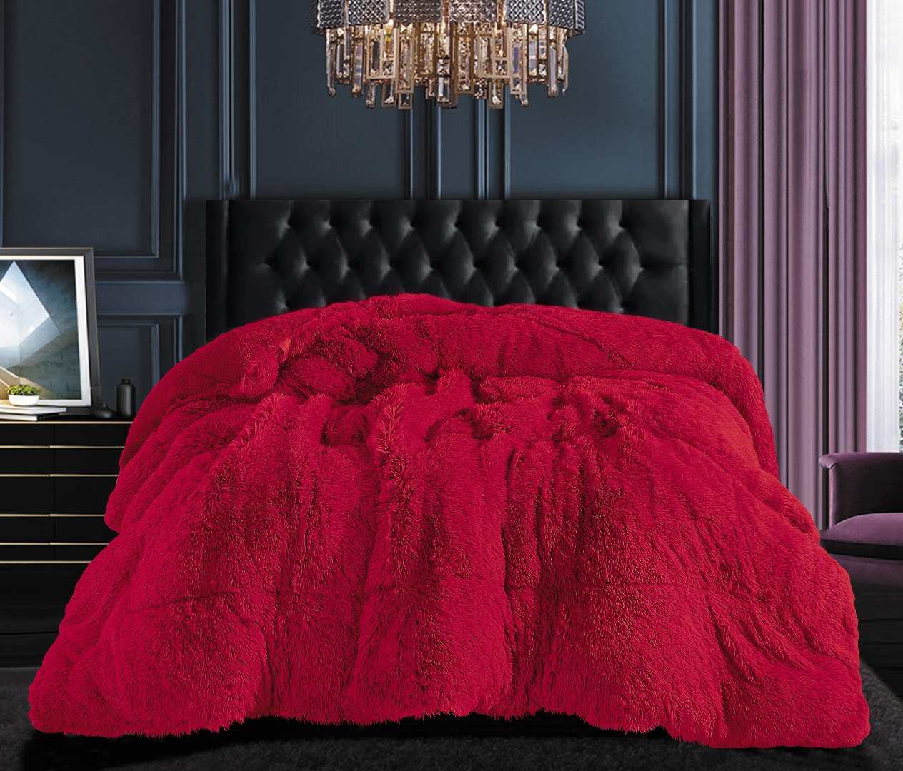 Red1 Κουβερτοπάπλωμα μαλλιαρό (170cm x 220cm) red SilkFashion - Image 1