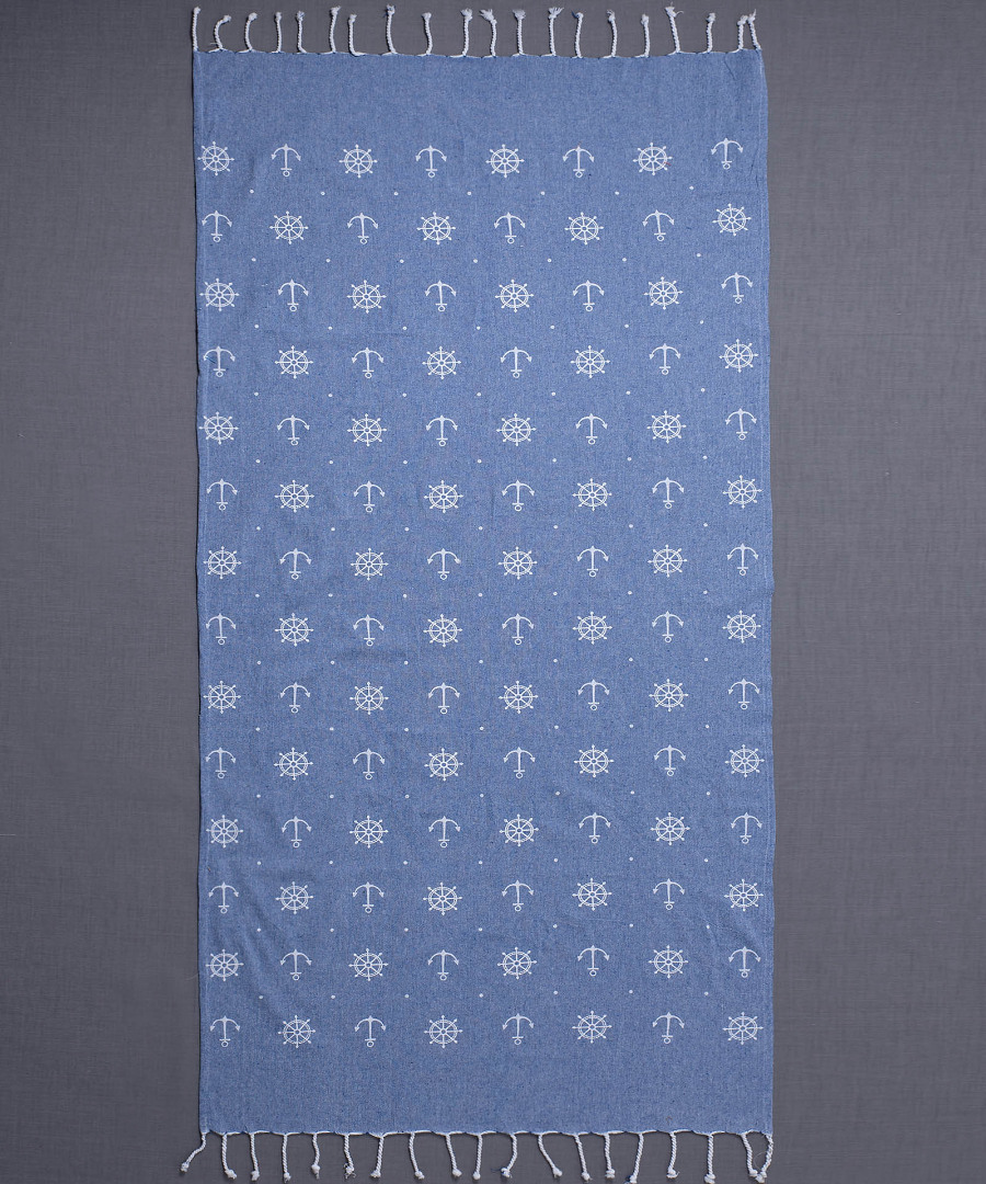 SF1755-BLUEb Pestemal sf1755 (90cm x 180cm) μπλέ SilkFashion - Image 1