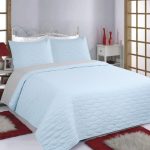 ΚΟΥΒΕΡΛΙ σετ (240cm x 260cm + 2 x 50cm x 70cm) RUBY sky blue/ grey SilkFashion