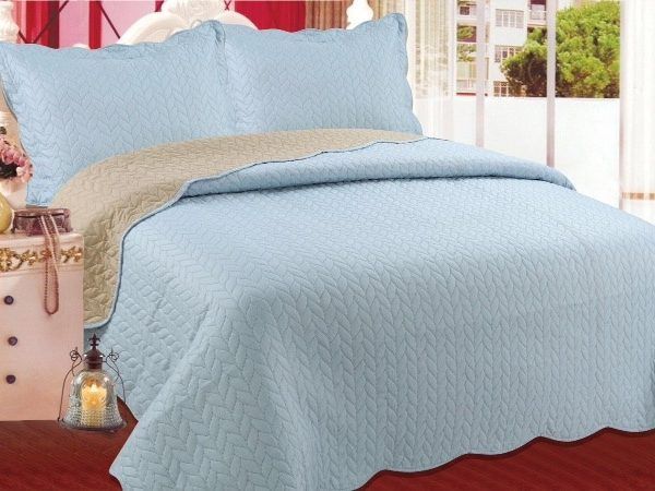 ΚΟΥΒΕΡΛΙ σετ (220cm x 240cm + 2 x 50cm x 70cm) φύλλο sky SilkFashion