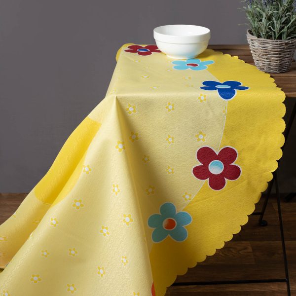 τραπεζομάντηλα 177 ( 150cm ροτόντα) κίτρινο SilkFashion