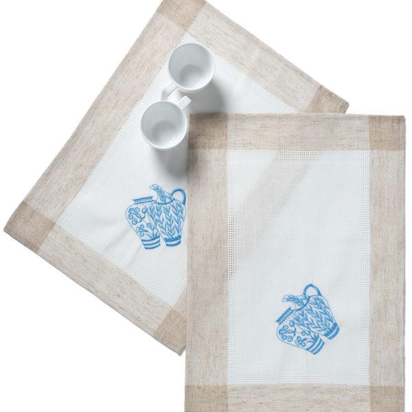 Ντουζίνες (12 τεμάχια) σουπλά 3741 (35cm x 50cm) εκρού μπλέ SilkFashion