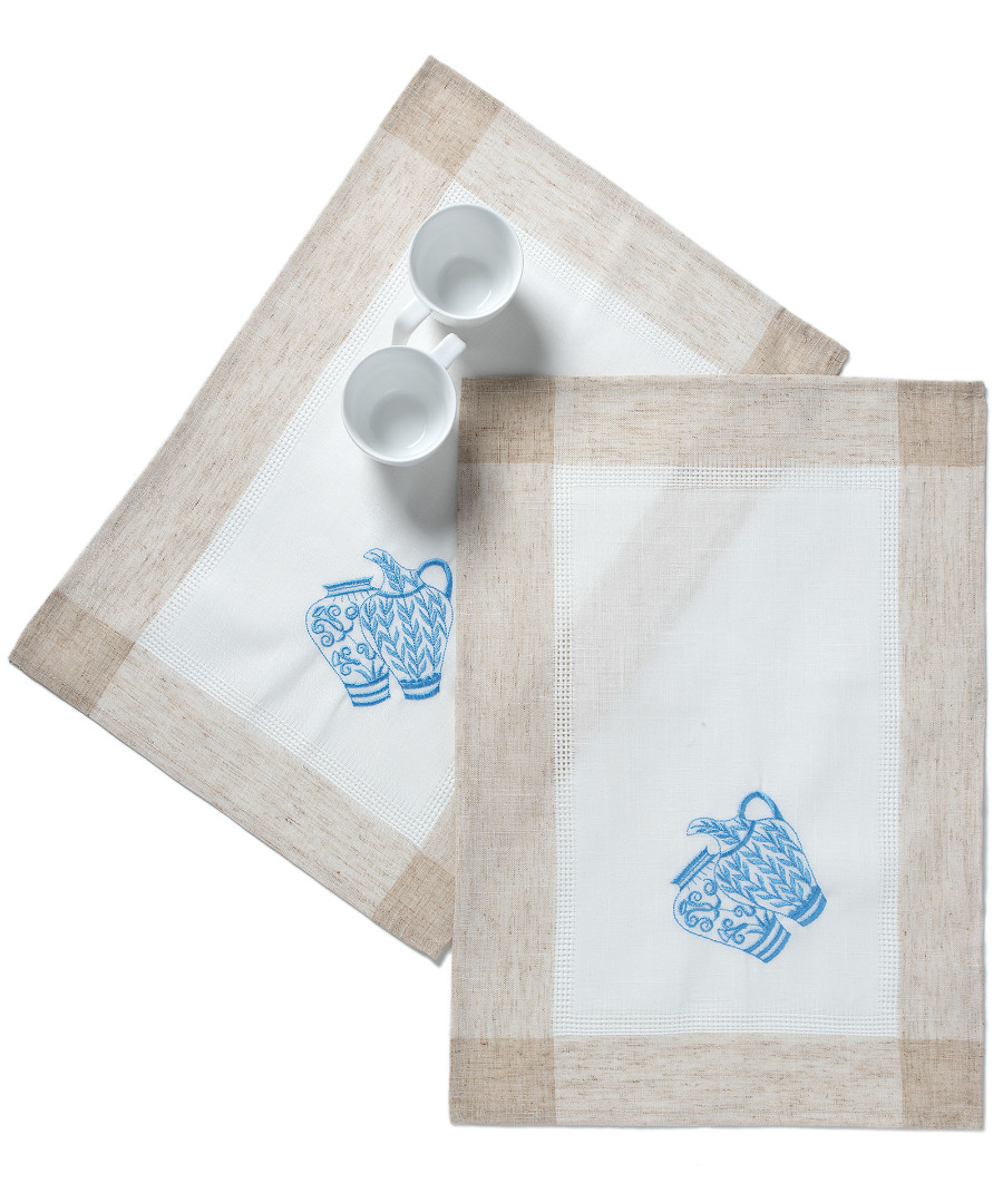 Untitled-1806 Ντουζίνες (12 τεμάχια) σουπλά 3741 (35cm x 50cm) εκρού μπλέ SilkFashion - Image 1