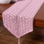 Πλεκτή τραβέρσα c210 (32cm x 160cm) ρόζ SilkFashion