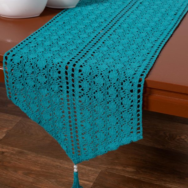 Πλεκτή τραβέρσα c210 (32cm x 160cm) seagreen SilkFashion