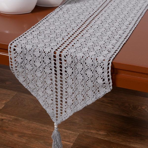 Πλεκτή τραβέρσα c210 (32cm x 160cm) γκρί SilkFashion